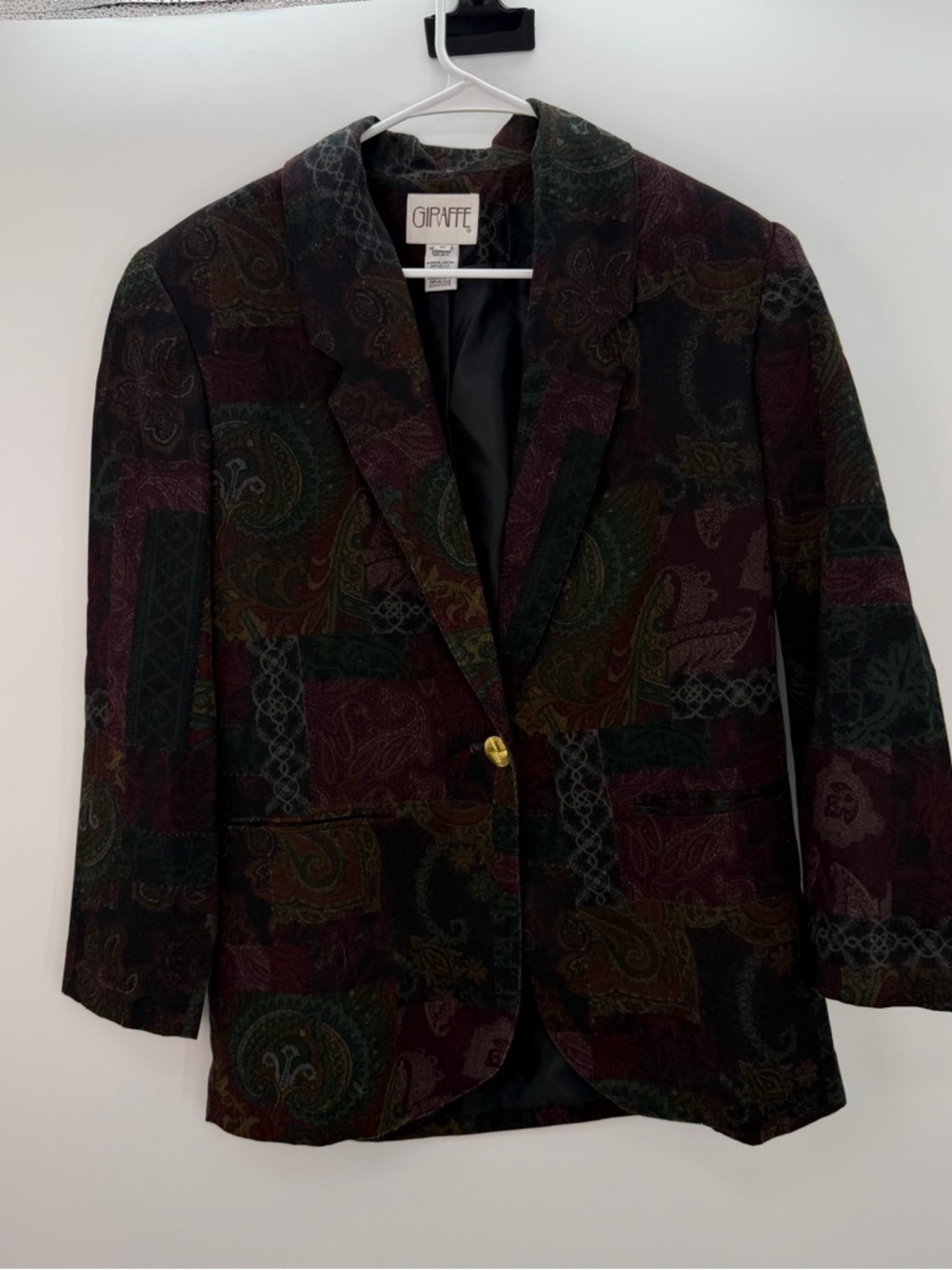 Vintage Giraffe Paisley Blazer Size 6 | Jewel Tone 80s 90s Gold Button